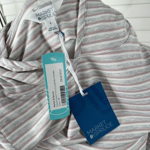 New Market & Spruce Stitch Fix Milania French Terry Curved Hem Hoodie Top Size M - Picture 8 of 11